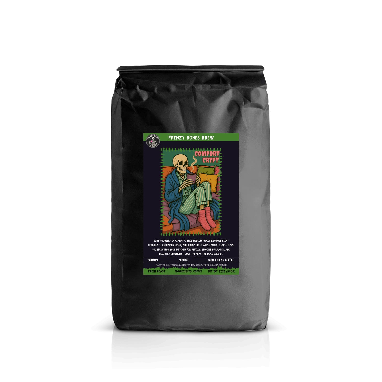 Comfort Crypt by Frenzy Bones—Mexican medium roast.